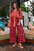 Bloc Stripe Wide Leg Pant Rhubarb Rose & Rioja